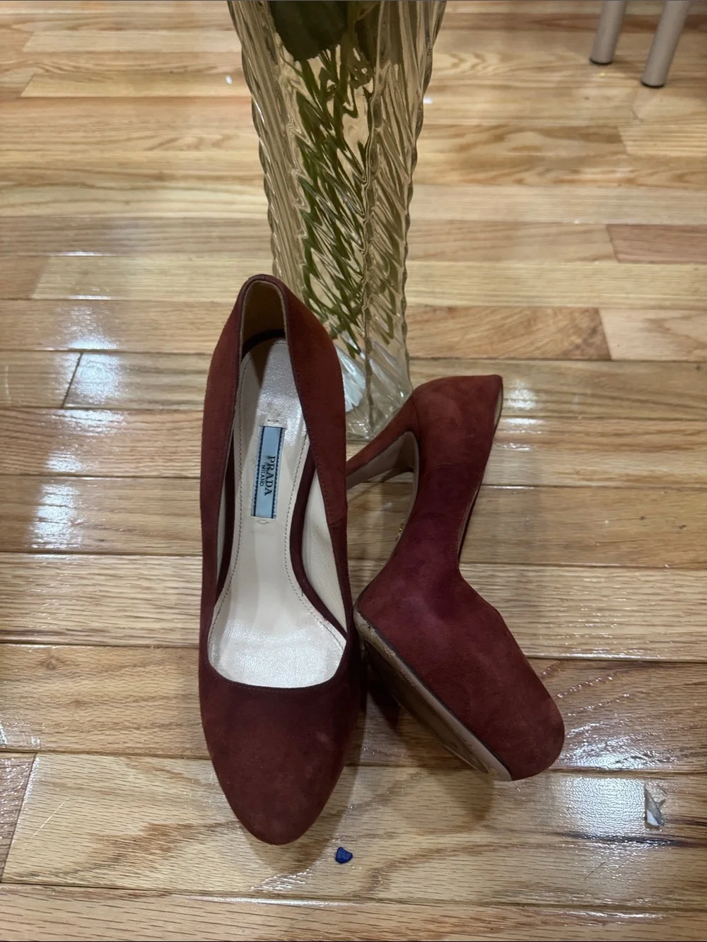 Prada Burgundy Suede Pumps
